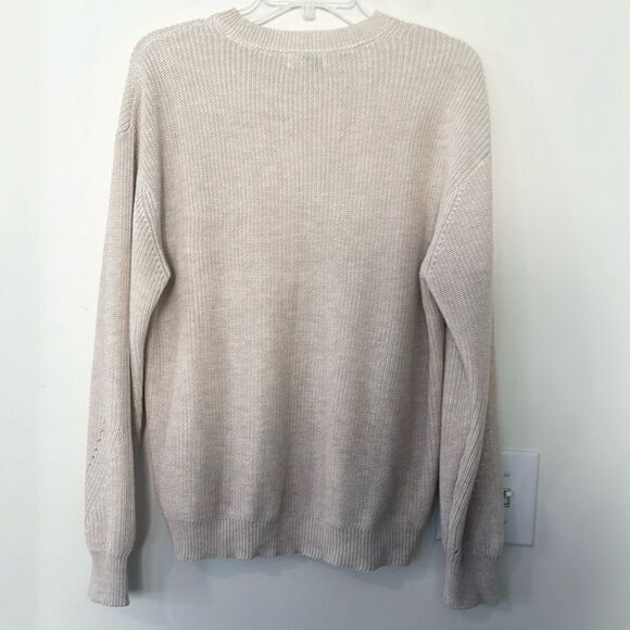 Gentle Fawn Beige Ribbed Crewneck Sweater L - Picture 3 of 5